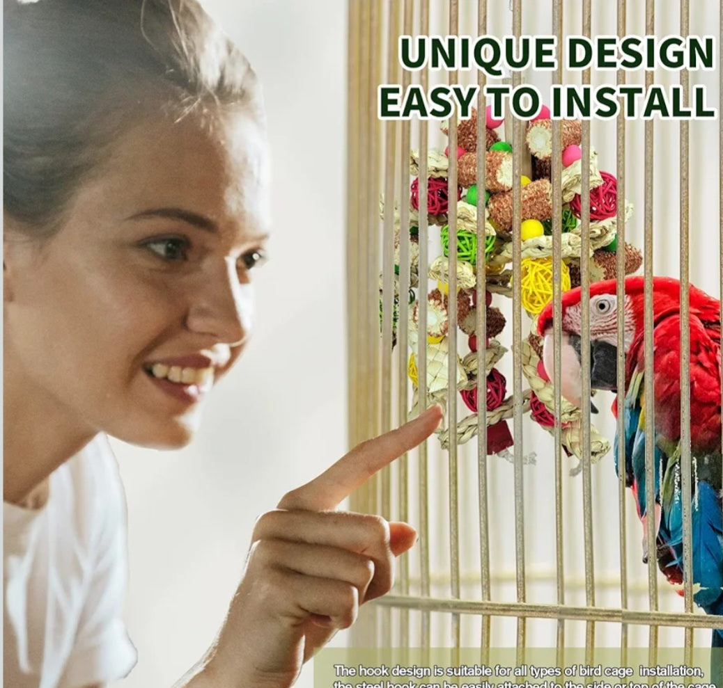 RF-X Parrot Toys, Natural Corn Cob Bird Chew Toys for Small and Medium-Sized Macaws, African Grey Parrots, Amazon Parrots, Medium-Sized Bird Cage Toys