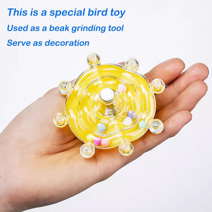 Windmill Roller Parrot Toy for Conure Cockatiel Budgies Lovebird Parrotlet Sun Conure Budgie Mini Macaw Small Medium Birds (Yellow)