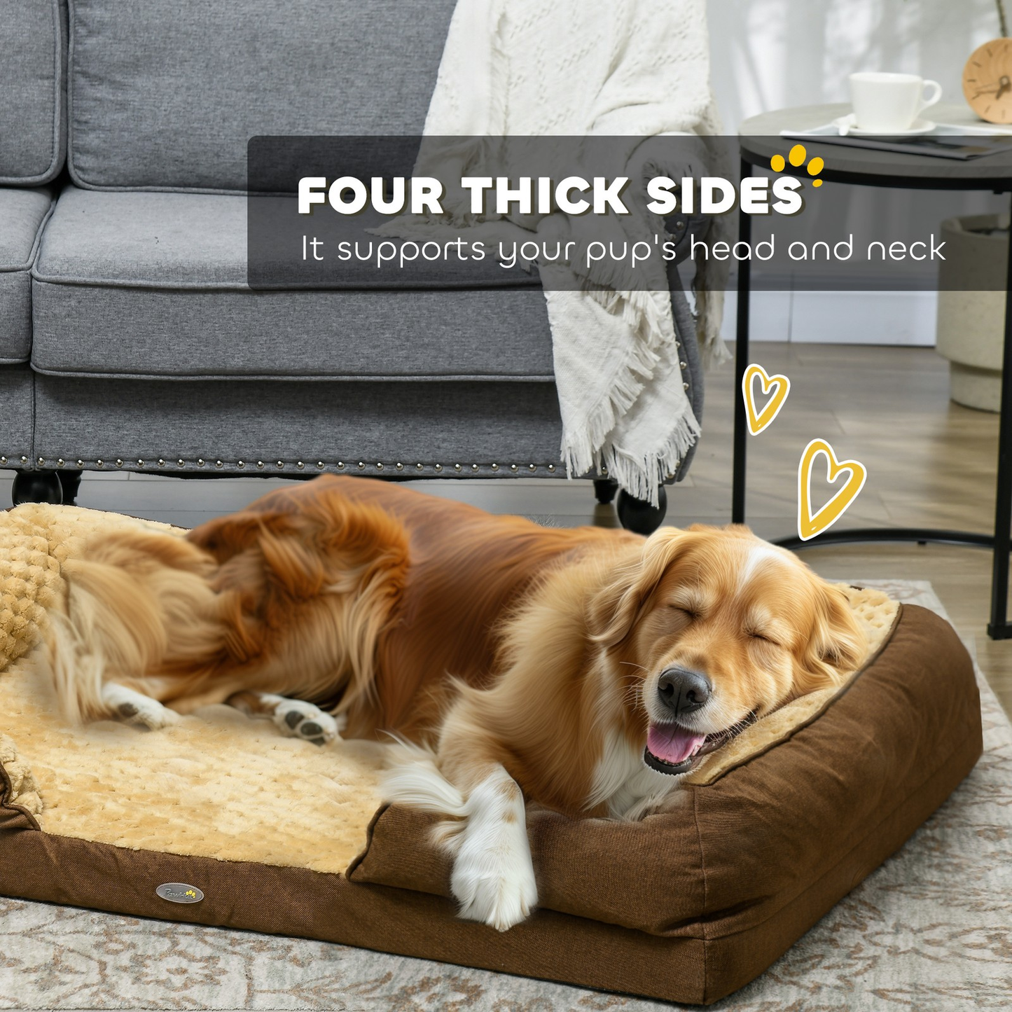 Pawhut Dog Bed Calming Pet Bed Dog Mattress for Large Dogs - Brown
