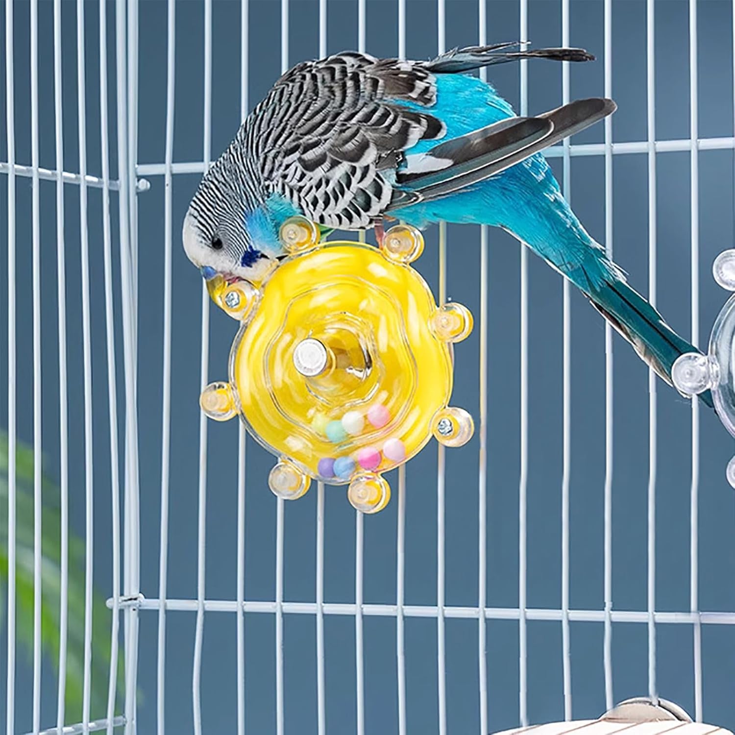 Windmill Roller Parrot Toy for Conure Cockatiel Budgies Lovebird Parrotlet Sun Conure Budgie Mini Macaw Small Medium Birds (Yellow)