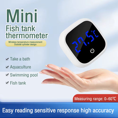 Fish Tank Thermometer High-Precision Led Digital Display Electronic Aquarium Thermometer Tester Meter Gauge Dual Display White
