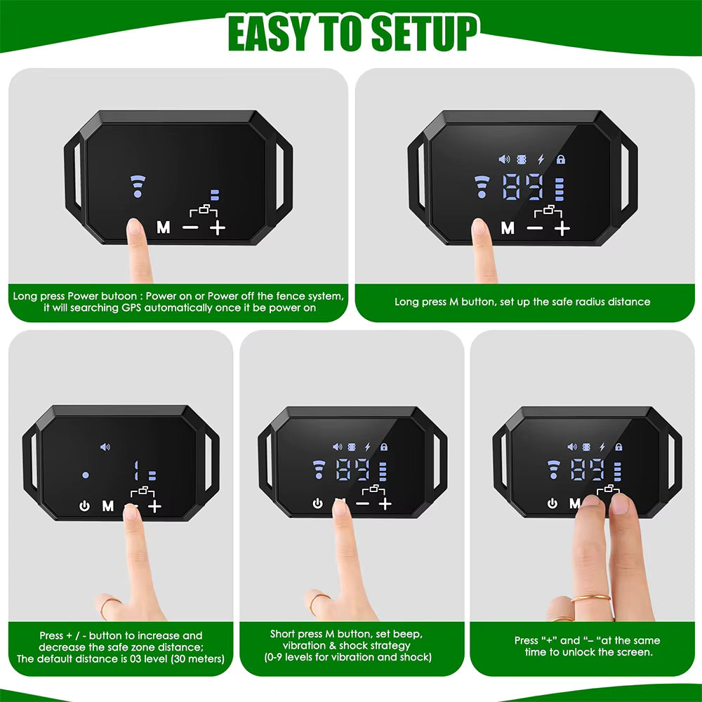 GPS Wireless Dog Fence, Electric Shock Vibrate , Range 100-3300 Ft, Adjustable Warning Strength, Rechargeable, Pet Containme