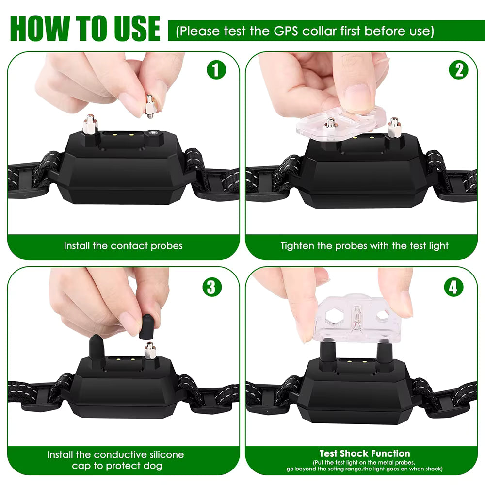 GPS Wireless Dog Fence, Electric Shock Vibrate , Range 100-3300 Ft, Adjustable Warning Strength, Rechargeable, Pet Containme