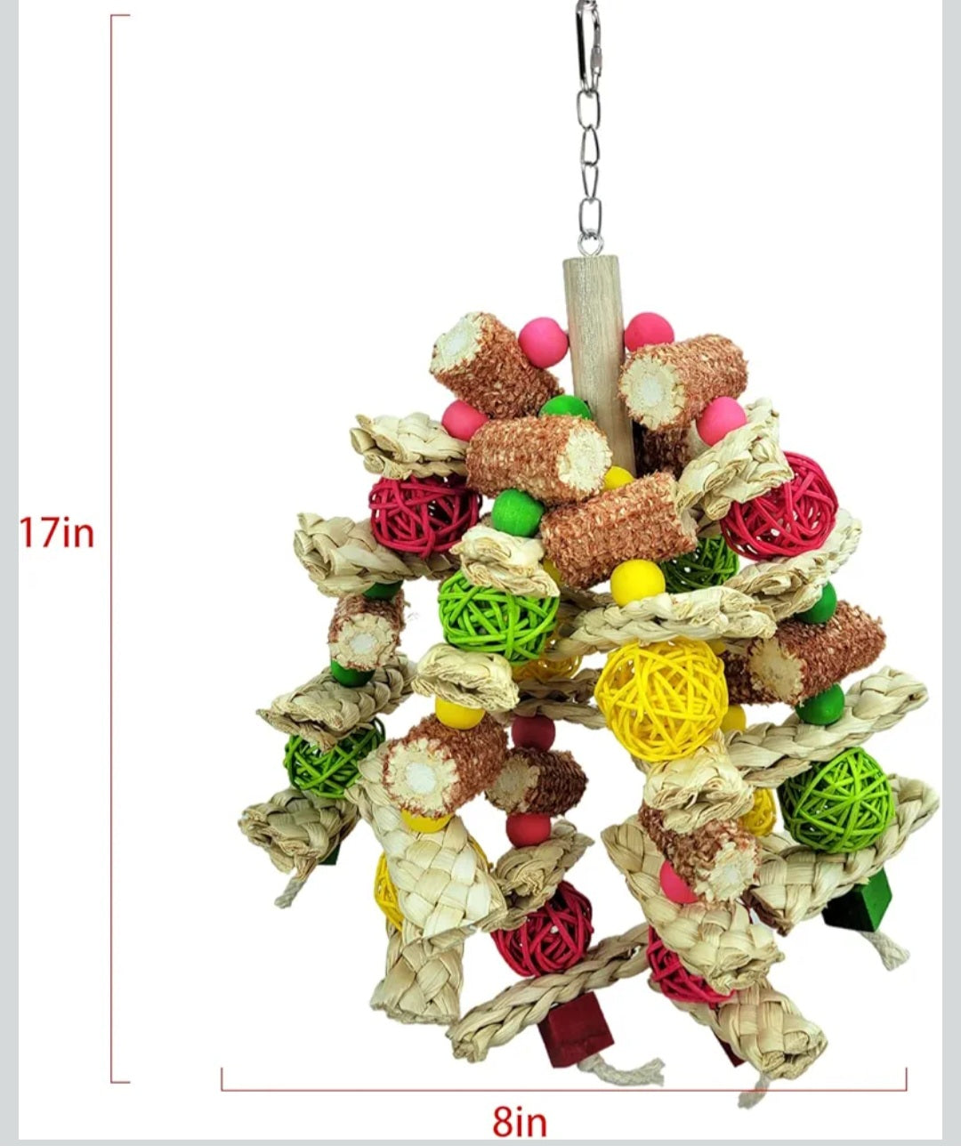 RF-X Parrot Toys, Natural Corn Cob Bird Chew Toys for Small and Medium-Sized Macaws, African Grey Parrots, Amazon Parrots, Medium-Sized Bird Cage Toys