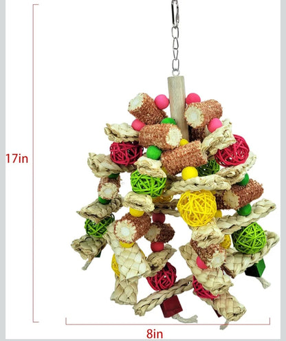 RF-X Parrot Toys, Natural Corn Cob Bird Chew Toys for Small and Medium-Sized Macaws, African Grey Parrots, Amazon Parrots, Medium-Sized Bird Cage Toys