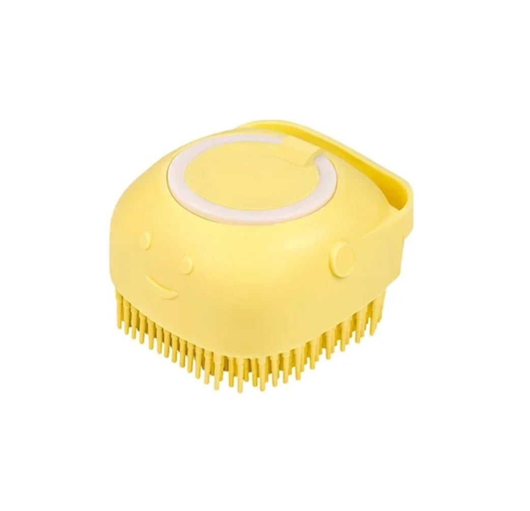 Dog Bathing Brush Pet Massage Brush Shampoo Dispenser Soft Silicone Brush Rubber Bristle for Dogs and Cats Shower Grooming Tool