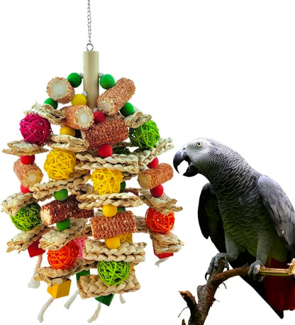 RF-X Parrot Toys, Natural Corn Cob Bird Chew Toys for Small and Medium-Sized Macaws, African Grey Parrots, Amazon Parrots, Medium-Sized Bird Cage Toys