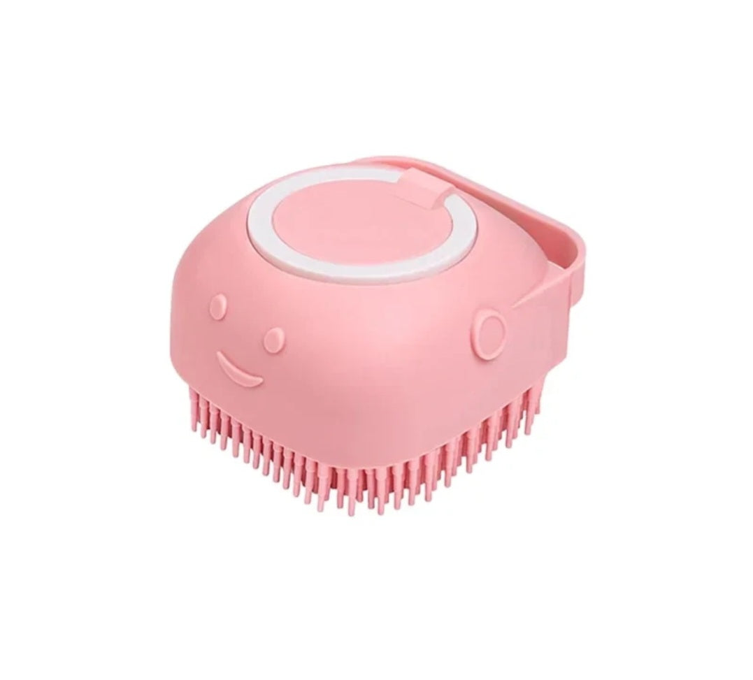 Dog Bathing Brush Pet Massage Brush Shampoo Dispenser Soft Silicone Brush Rubber Bristle for Dogs and Cats Shower Grooming Tool