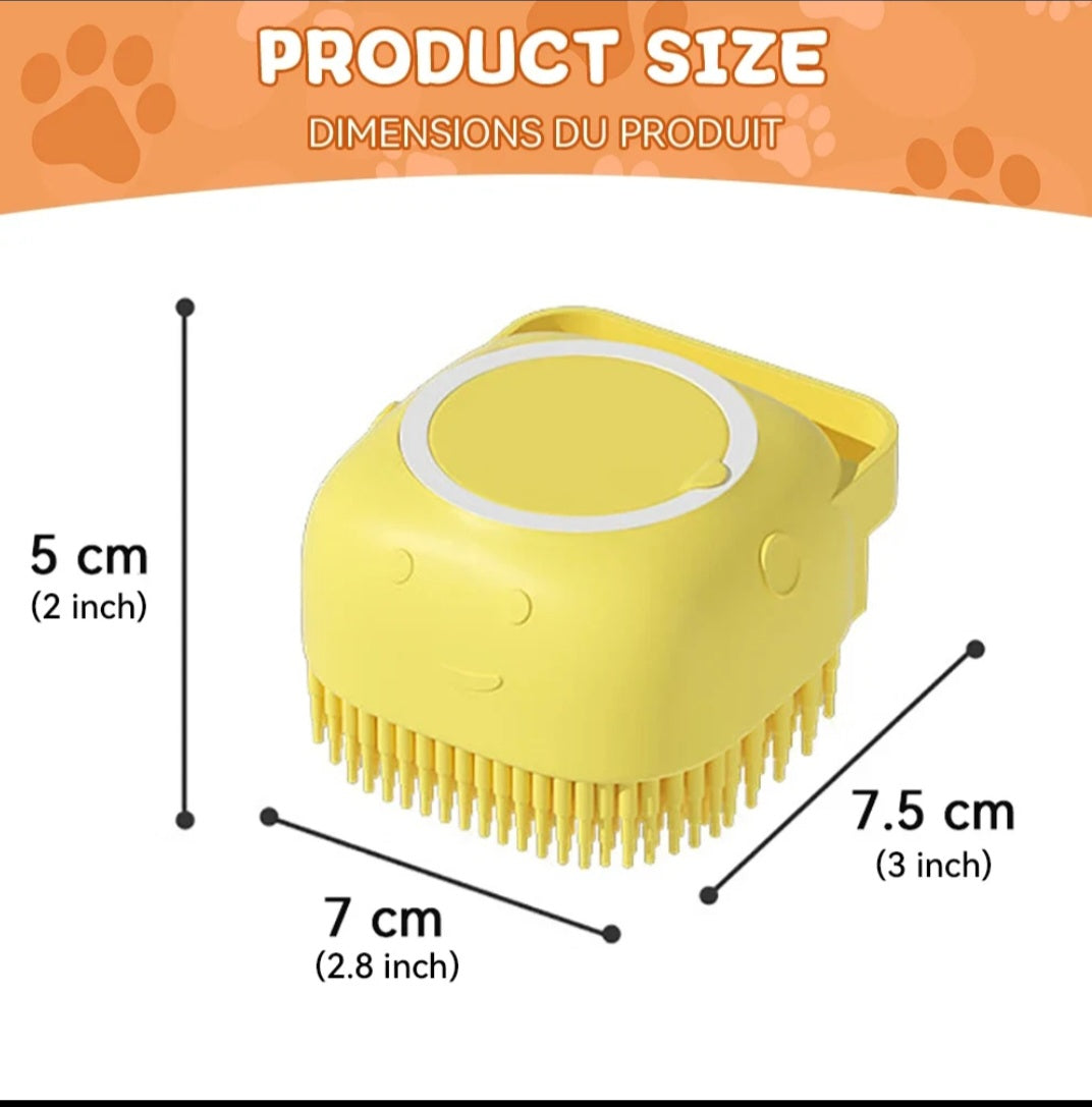 Dog Bathing Brush Pet Massage Brush Shampoo Dispenser Soft Silicone Brush Rubber Bristle for Dogs and Cats Shower Grooming Tool
