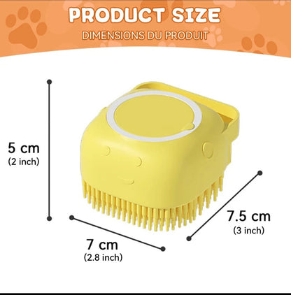 Dog Bathing Brush Pet Massage Brush Shampoo Dispenser Soft Silicone Brush Rubber Bristle for Dogs and Cats Shower Grooming Tool