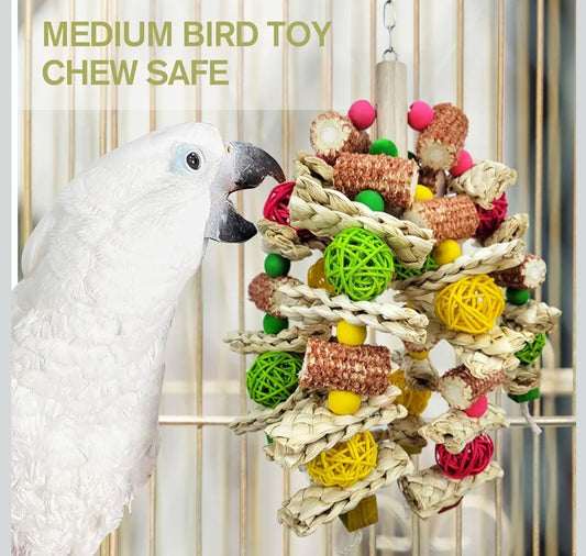 RF-X Parrot Toys, Natural Corn Cob Bird Chew Toys for Small and Medium-Sized Macaws, African Grey Parrots, Amazon Parrots, Medium-Sized Bird Cage Toys