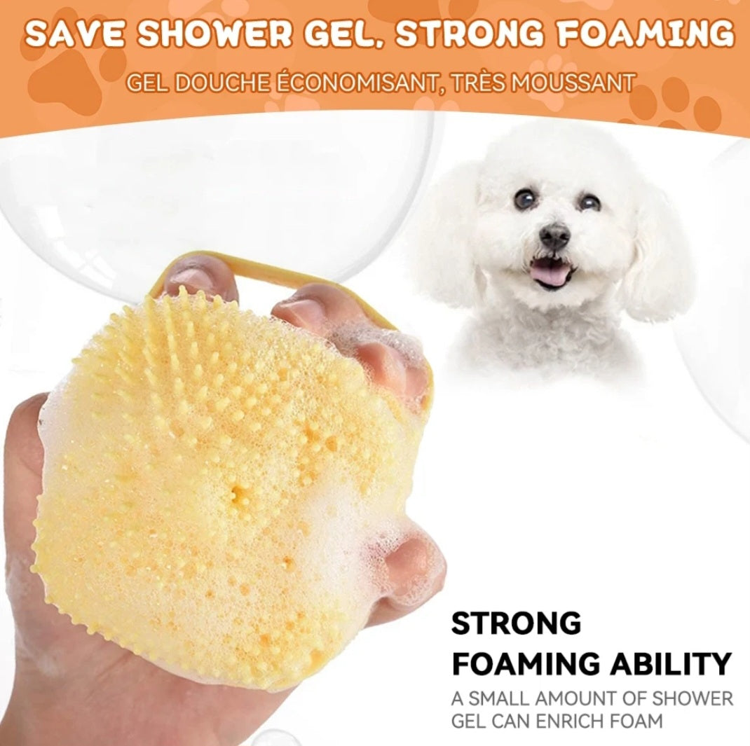 Dog Bathing Brush Pet Massage Brush Shampoo Dispenser Soft Silicone Brush Rubber Bristle for Dogs and Cats Shower Grooming Tool