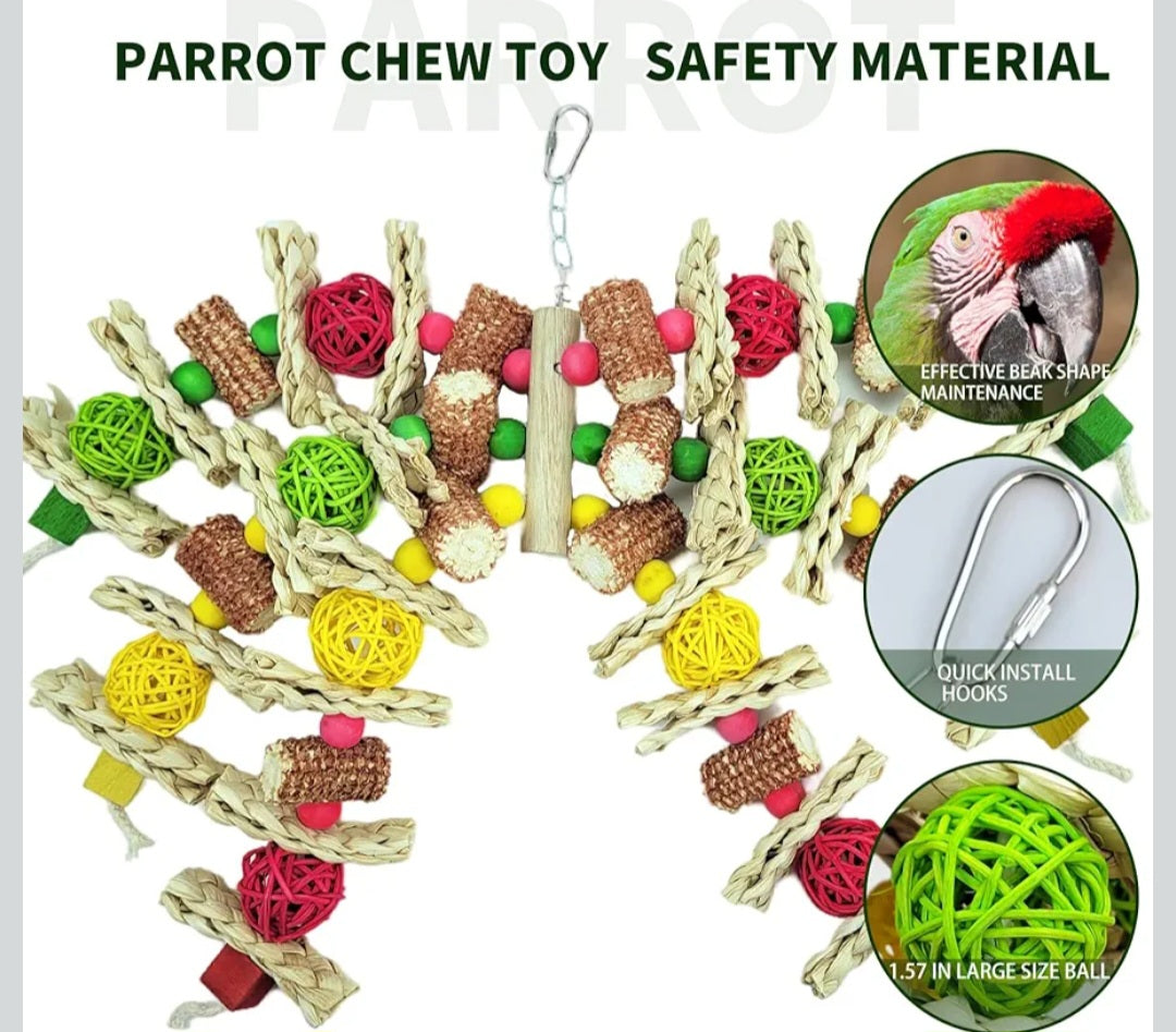 RF-X Parrot Toys, Natural Corn Cob Bird Chew Toys for Small and Medium-Sized Macaws, African Grey Parrots, Amazon Parrots, Medium-Sized Bird Cage Toys
