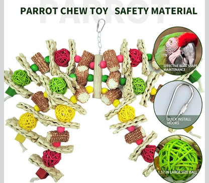 RF-X Parrot Toys, Natural Corn Cob Bird Chew Toys for Small and Medium-Sized Macaws, African Grey Parrots, Amazon Parrots, Medium-Sized Bird Cage Toys